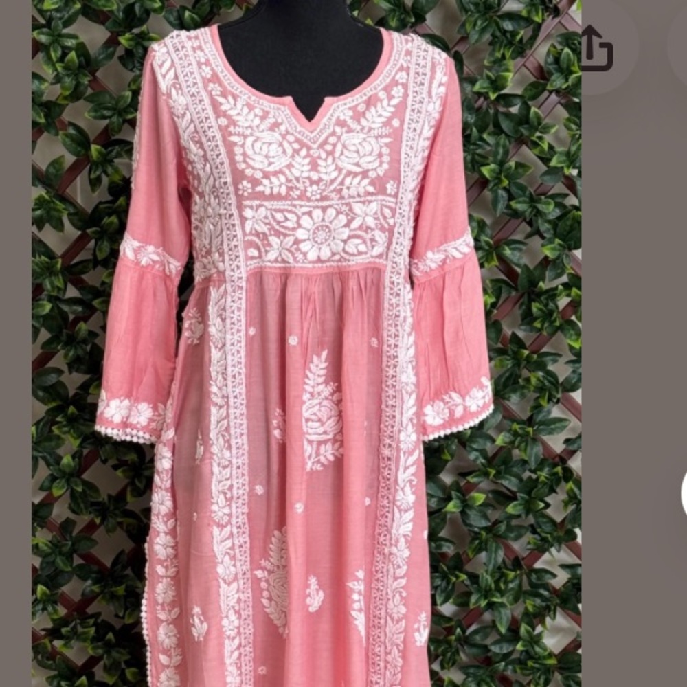Chikankari Long Embroidered Cotton Kurta